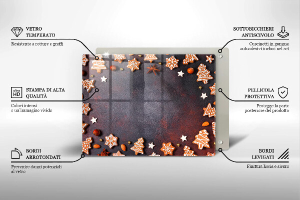 Szklana deska do krojenia Pierniczki świąteczne