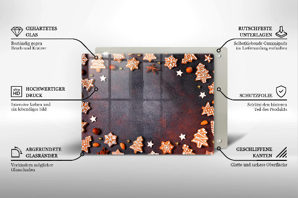 Szklana deska do krojenia Pierniczki świąteczne