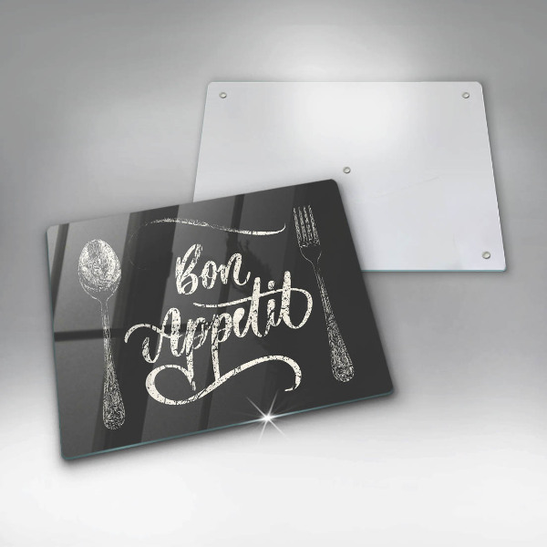 Szklana deska do krojenia Napis Bon Appetit