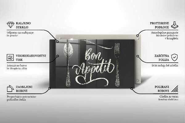 Szklana deska do krojenia Napis Bon Appetit