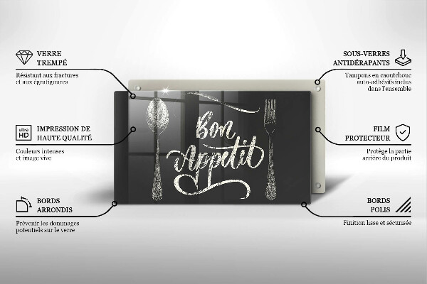 Szklana deska do krojenia Napis Bon Appetit