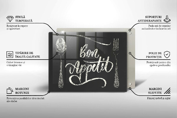 Szklana deska do krojenia Napis Bon Appetit