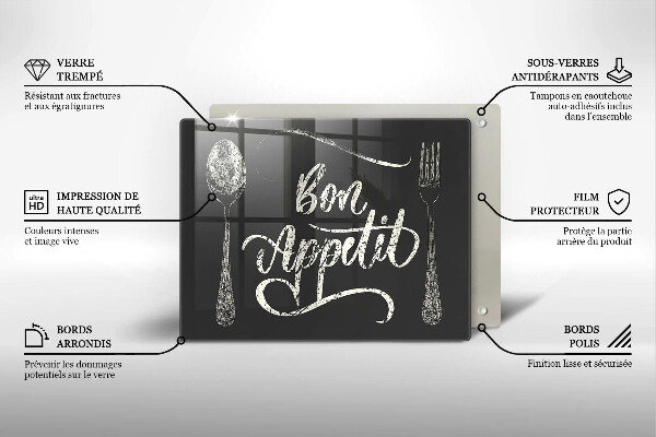 Szklana deska do krojenia Napis Bon Appetit