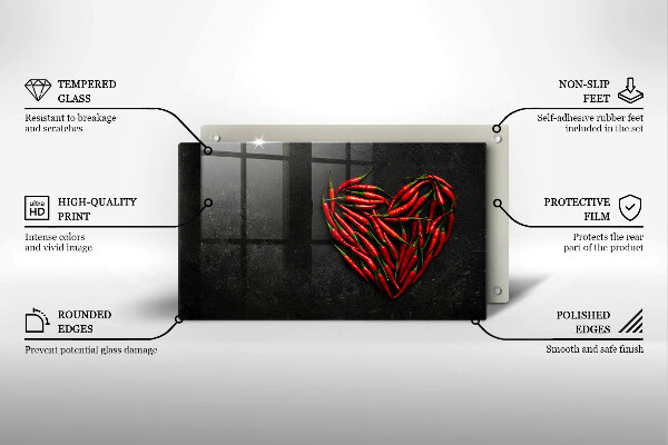 Szklana deska do krojenia Papryki chili serce