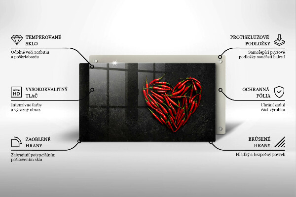 Szklana deska do krojenia Papryki chili serce