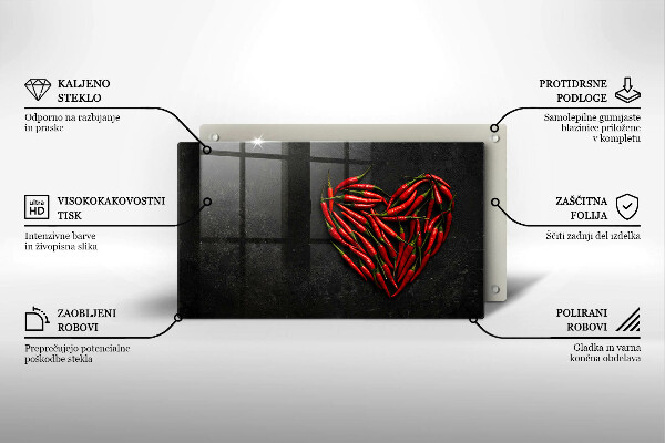 Szklana deska do krojenia Papryki chili serce