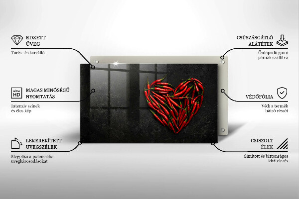 Szklana deska do krojenia Papryki chili serce