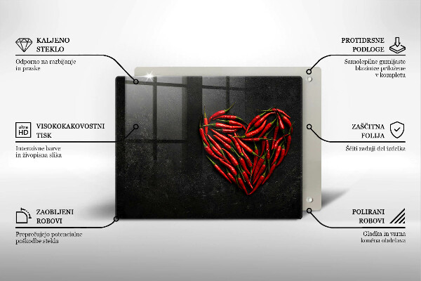 Szklana deska do krojenia Papryki chili serce