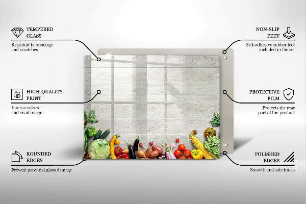 Szklana deska do krojenia Warzywa na deskach