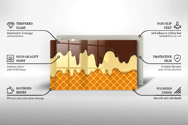 Szklana deska do krojenia Ilustracja lody rożek