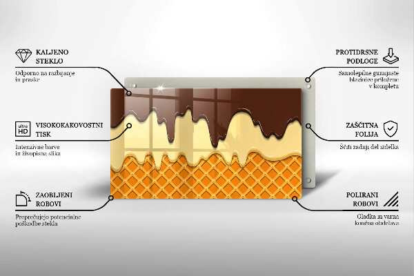 Szklana deska do krojenia Ilustracja lody rożek