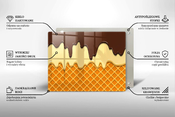 Szklana deska do krojenia Ilustracja lody rożek