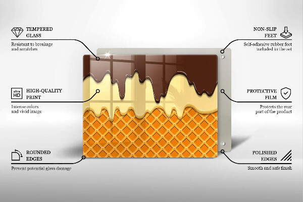 Szklana deska do krojenia Ilustracja lody rożek