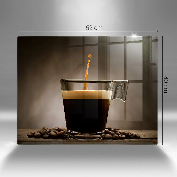 Szklana deska do krojenia Szklanka i ziarna kawy