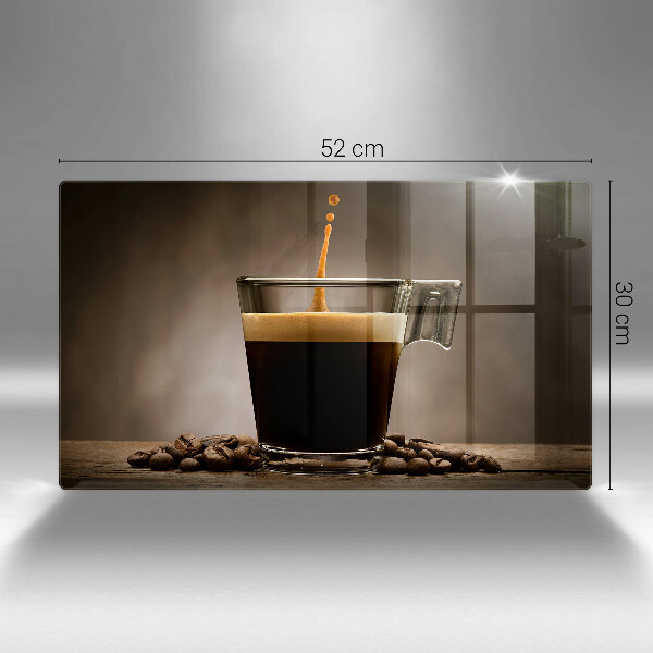 Szklana deska do krojenia Szklanka i ziarna kawy