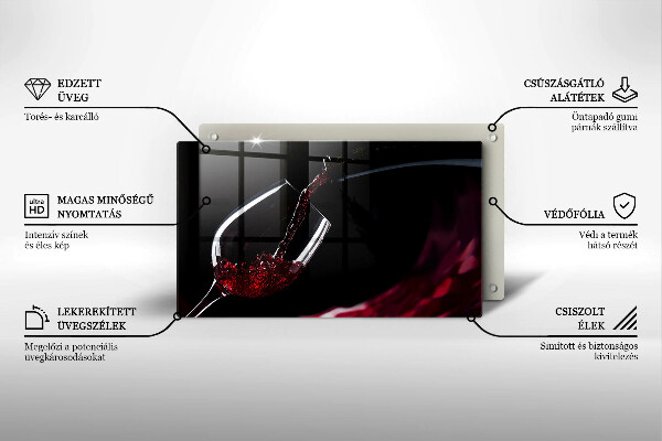 Szklana deska do krojenia Kieliszek czerwone wino