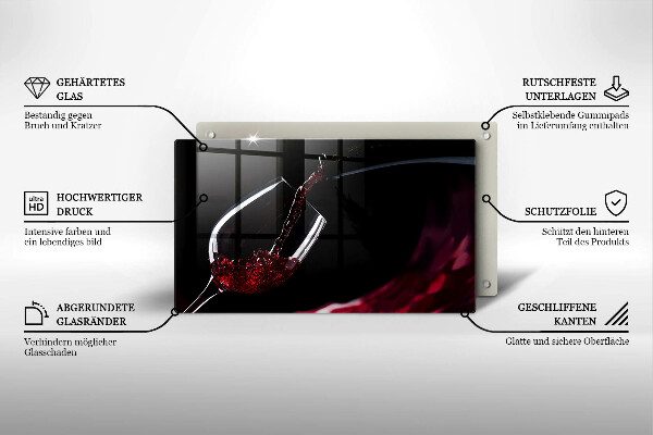 Szklana deska do krojenia Kieliszek czerwone wino