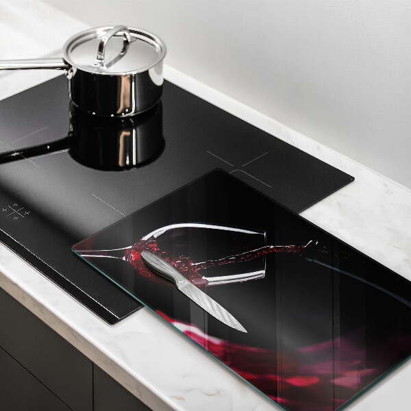 Szklana deska do krojenia Kieliszek czerwone wino