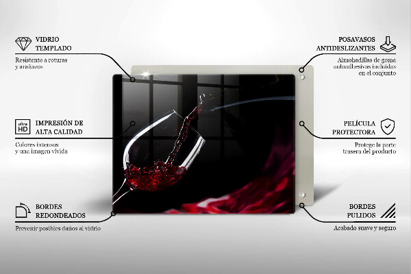 Szklana deska do krojenia Kieliszek czerwone wino