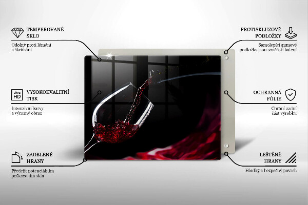 Szklana deska do krojenia Kieliszek czerwone wino
