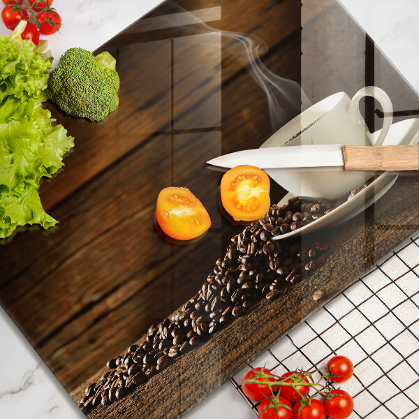 Szklana deska do krojenia Filiżanka kawy drewno