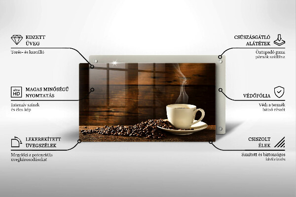 Szklana deska do krojenia Filiżanka kawy drewno