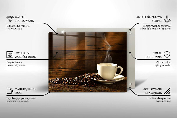 Szklana deska do krojenia Filiżanka kawy drewno