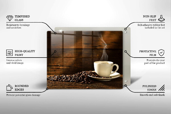 Szklana deska do krojenia Filiżanka kawy drewno