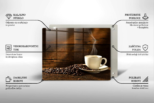 Szklana deska do krojenia Filiżanka kawy drewno