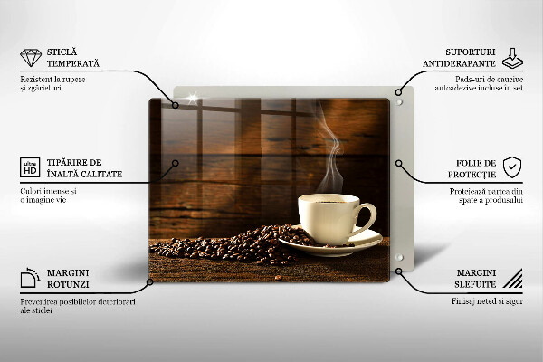 Szklana deska do krojenia Filiżanka kawy drewno