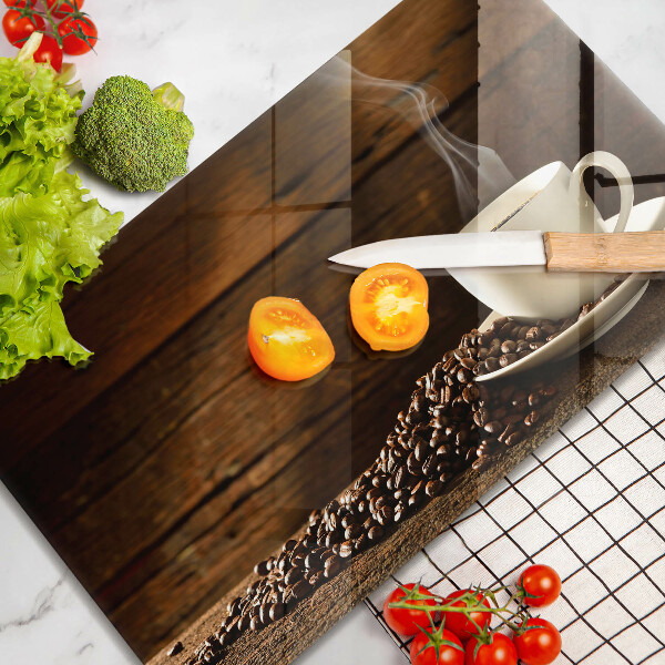 Szklana deska do krojenia Filiżanka kawy drewno