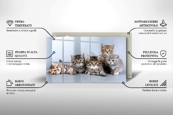 Szklana deska do krojenia Słodkie małe kotki