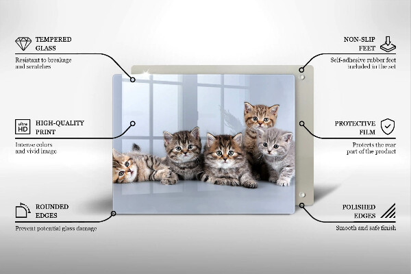 Szklana deska do krojenia Słodkie małe kotki