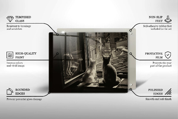 Szklana deska do krojenia Koty miasto i okno