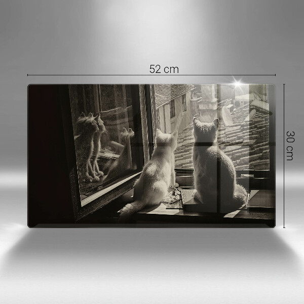 Szklana deska do krojenia Koty miasto i okno