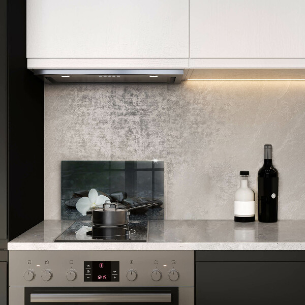 Szklana deska do krojenia Biały kwiat kamienie Zen