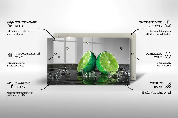 Szklana deska do krojenia Soczyste limonki i woda