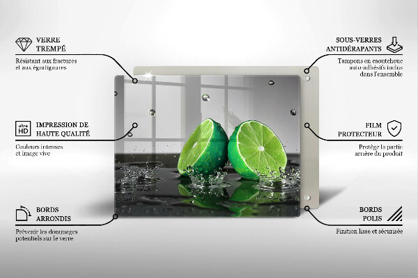 Szklana deska do krojenia Soczyste limonki i woda