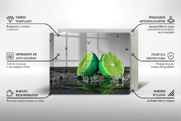 Szklana deska do krojenia Soczyste limonki i woda