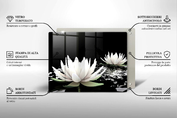 Szklana deska do krojenia Białe lilie na wodzie