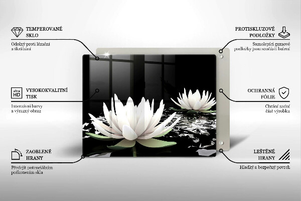 Szklana deska do krojenia Białe lilie na wodzie