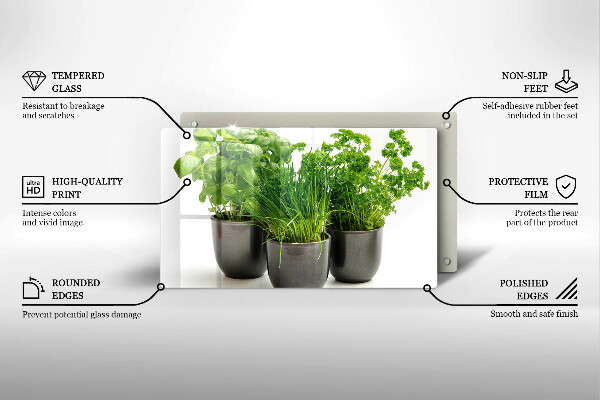 Szklana deska do krojenia Doniczki z ziołami