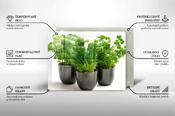 Szklana deska do krojenia Doniczki z ziołami