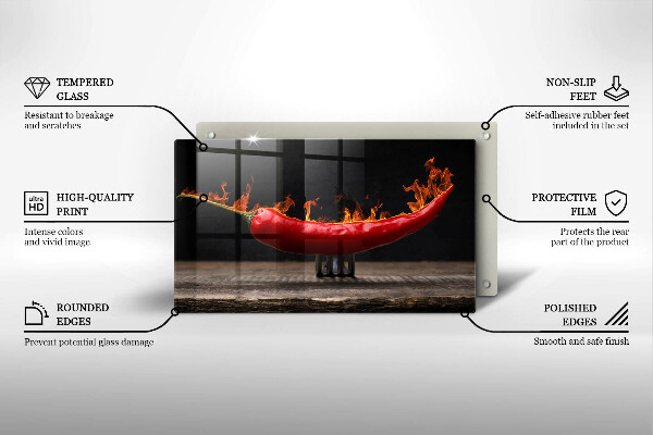 Szklana deska do krojenia Gorąca papryczka chili