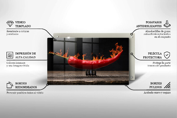 Szklana deska do krojenia Gorąca papryczka chili