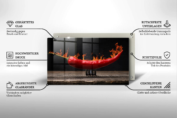 Szklana deska do krojenia Gorąca papryczka chili