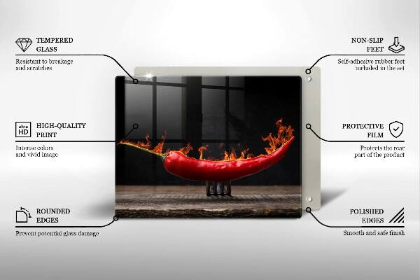Szklana deska do krojenia Gorąca papryczka chili