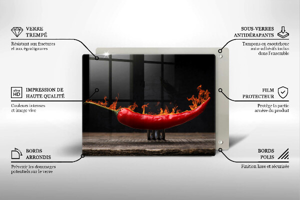 Szklana deska do krojenia Gorąca papryczka chili