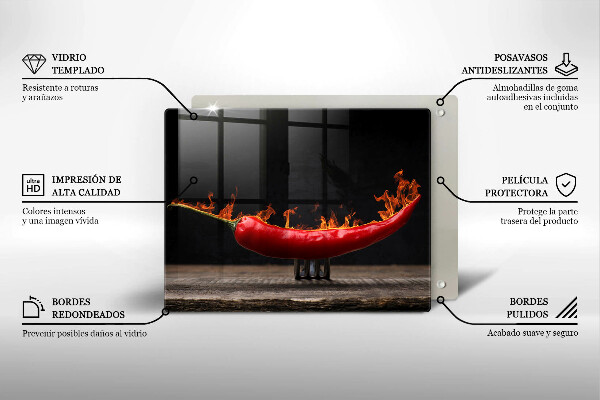 Szklana deska do krojenia Gorąca papryczka chili