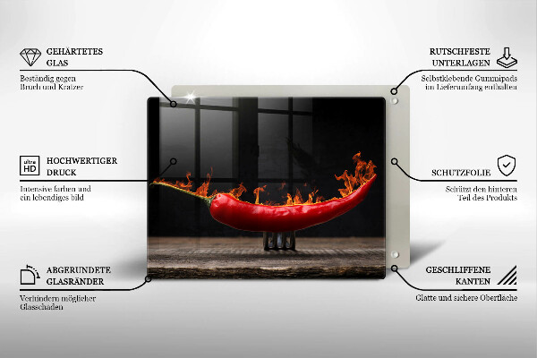 Szklana deska do krojenia Gorąca papryczka chili